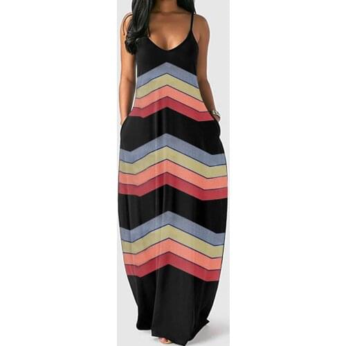 Plus Size Dress For Women Sundress 2021 Sexy Sleeveless Deep V Neck Print Maxi Long Dresses Femme Dress Elegant Beach Dress