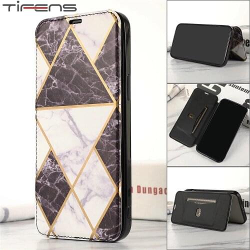 Luxury Leather Marble Flip Case For iPhone 12 Mini 11 Pro XS Max XR X 5 5s 6 6s 7 8 Plus SE 2020 Magnetic Card Slot Phone Cover