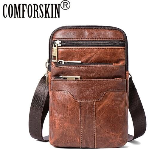 COMFORSKIN Premium 100% Cowhide Leather Retro Large Capacity Men Messenger Bags Brand Design Mens Leather Bag Bolsa Masculina