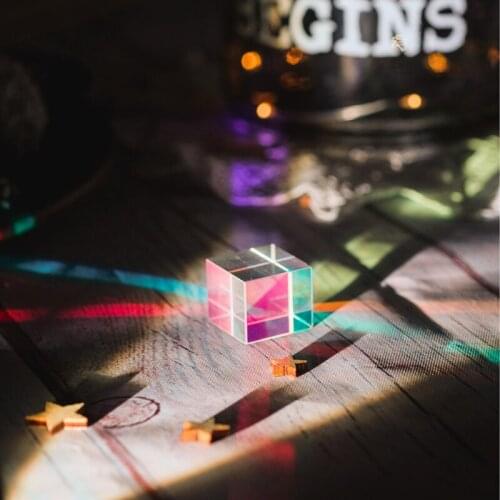 Light Prism Photo Ornaments Rainbow Color Crystal Glass Optical Science Cube Color Combination Prism Valentines Day Gift
