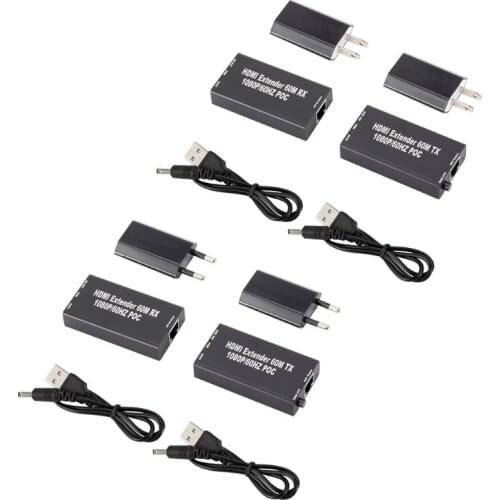 Extender Audio 60M HDMI-compatible Extender Cable Over Signle RJ45 Cat5e Cat6