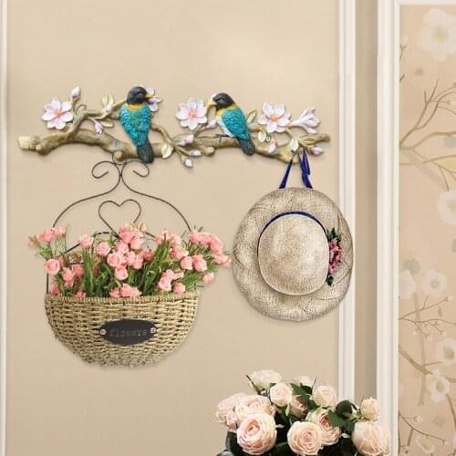 American Home Decoration Creative Key Hook Rack Hanging Mural Ornament Wall Bird Crafts Door Back Art Retro Wall Hat Coat Hanger