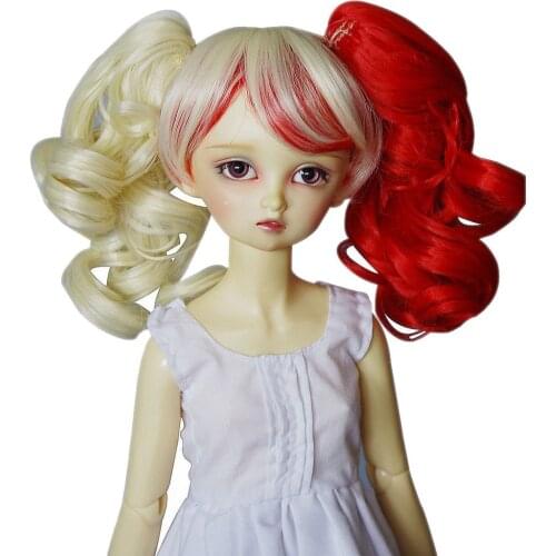 [wamami] 97# Colourful Wavy Wig Fits On 1/4 MSD AOD DOD DZ BJD Dollfie 7"-8"