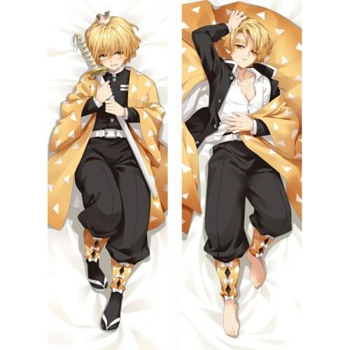 Japanese Anime Demon Slayer: Kimetsu no Yaiba Body Dakimakura Agatsuma Zenitsu Bedding Otaku Hugging Male Pillow Case Cover Gift