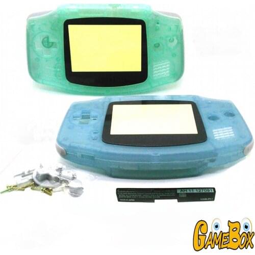 Green & Blue Replacement Luminous Clear Case Shell Cover for Nintend GBA Luminous Housing Console Buttons
