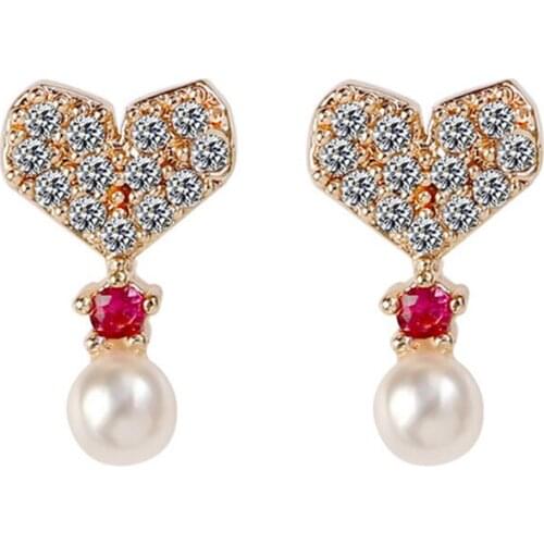 2019 New Baroque Style Vintage Colorful Crystal Long Earrings For Women Simulated Pearl Love Heart Drop Pendientes