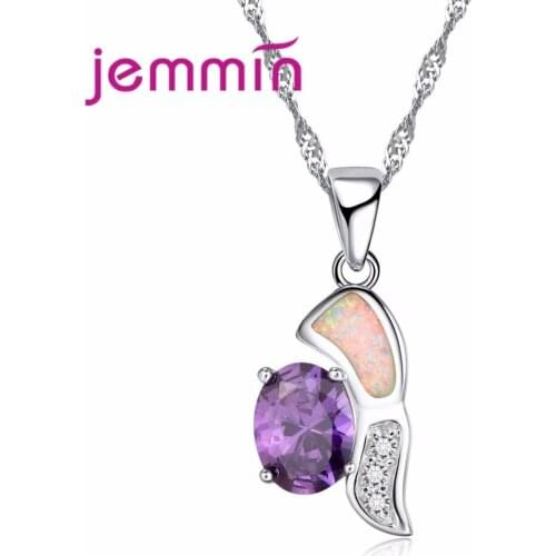Fashion Amethyst Wedding Engagement Pendants Necklaces For Women Fine Opal Sterling Silver Choker Necklace Female Jewelry