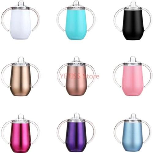 100pcs 10oz Baby Bottle Stainless Steel Tumbler with Handle Vacuum Insulated Leak Proof Travel Cup 12 Colors Kid Water Bottle