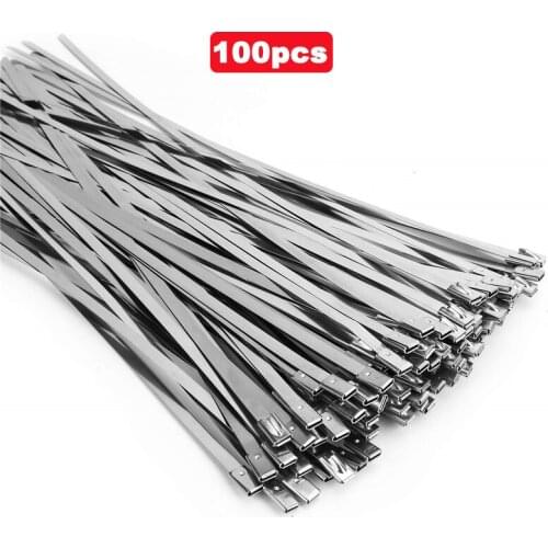 100Pcs/Set Stainless Steel Cable Tie High-Quality Multi-Purpose Locking Cable Metal Zip Ties Self Locking 4.6mm Dropshipping