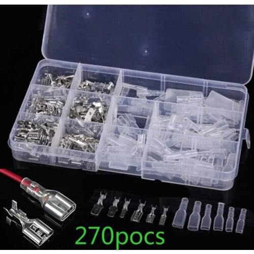 270Pcs 2.8/4.8/6.3mm Insulated Electrical Wire Crimp Terminals Set spring insert terminal assortment