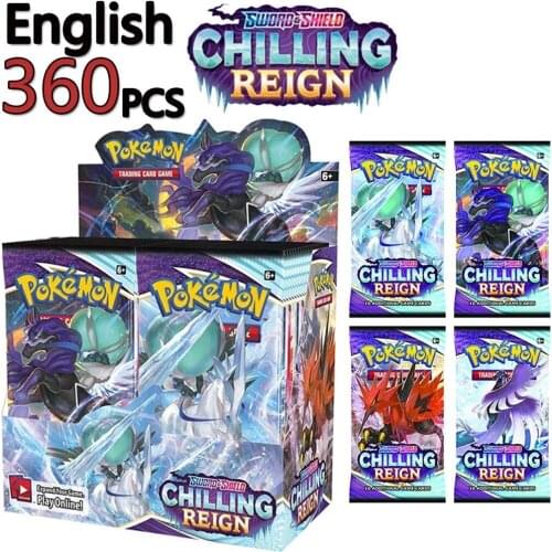 360Pcs Pokemon Card TCG: Sword & Shield Chilling Reign Calyrex Vmax Card Booster Display Box Collection Card Toys