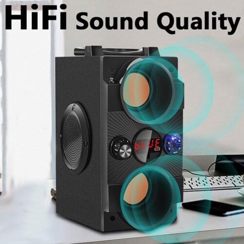 40W Big Power Portable Bluetooth Speaker Outdoor Wireless Subwoofer Boombox Column Sound Music Center Support AUX TF FM Radio