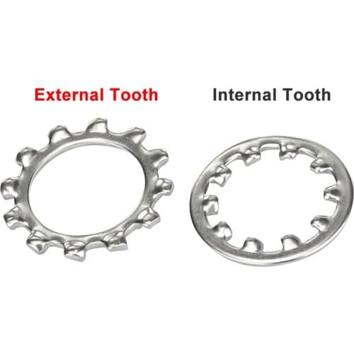 5-100Pcs External Tooth Lock Washers Internal Teeth Gasket Non-Slip Stop Washer M3/M4/M5/M6/M8/M10/M12-M24 304 Stainless Steel