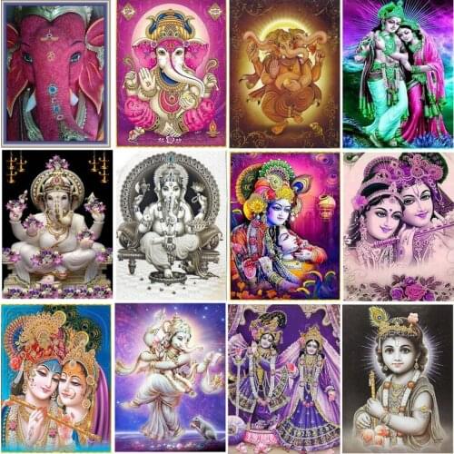 ArtBack Indian Illustrated 3d diamond embroidery Religious elephant god full square / round drill 5D diamond painting