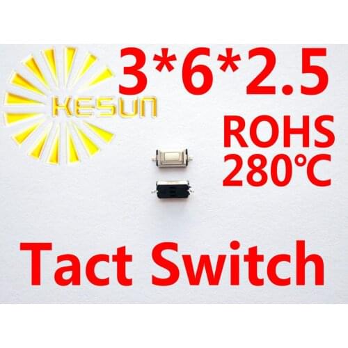 FREE SHIPPING 1000PCS SMT 3X6X2.5 Tactile Tact Push Button Micro Switch Momentary For MP3 MP4 ROHS