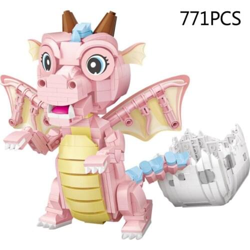 Hot creator pink baby dragon mini block lovely animals model building bricks educational toys collection for kids gifts