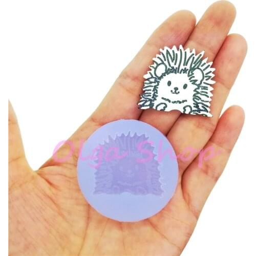 DYL904 32.9mm x 28.8mm Kawaii Hedgehog Silicone Mold Resin Art Earrings Pendant Necklace Making Miniaturesweets Food Safe