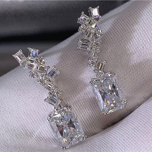 Huitan Trendy Women Earrings with Geometric Cubic Zirconia Creative Jewelry for Wedding Engagement Gorgeous Anniversary Gifts