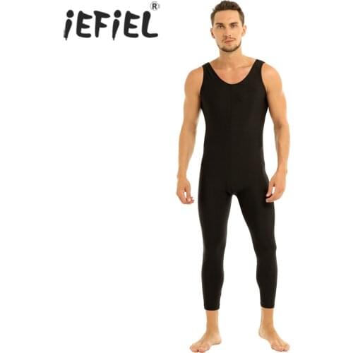 IEFiEL Mens Adults One Piece Ballroom Gymnastics Leotard Dance Bodysuit Skin-Tight Unitard Bodysuit Dancewear Stage Performance
