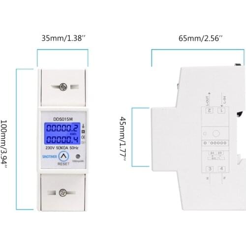 DDS015M 230V Power Watt Meter w Reset Voltage Ampere Electric Consumption 5(80A)