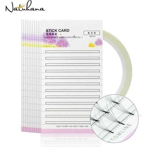 NATUHANA Eyelash Extension Storage Card Premade Fans Volume Lash Storage 2mm Sticky Strip False Eyelashes Paper Card Makeup Tool