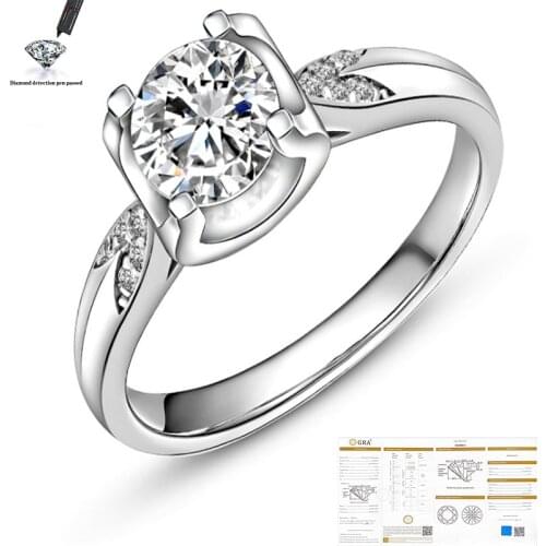 1.0 Carat Brilliant Cut Moissanite Ring Silver 925 Original 18K Gold Plated Gemstone Engagement Rings Wome for Girlfriend
