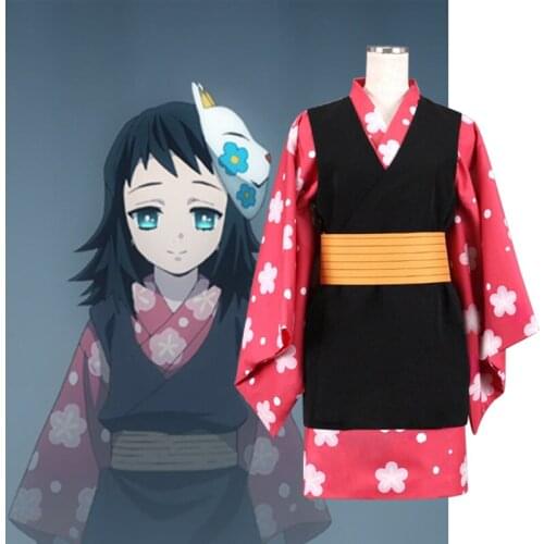 Demon Slayer: Kimetsu no Yaiba Mysterious Girl Makomo Outfit Kimono Dress Anime Manga Haloween Cosplay Costume C012