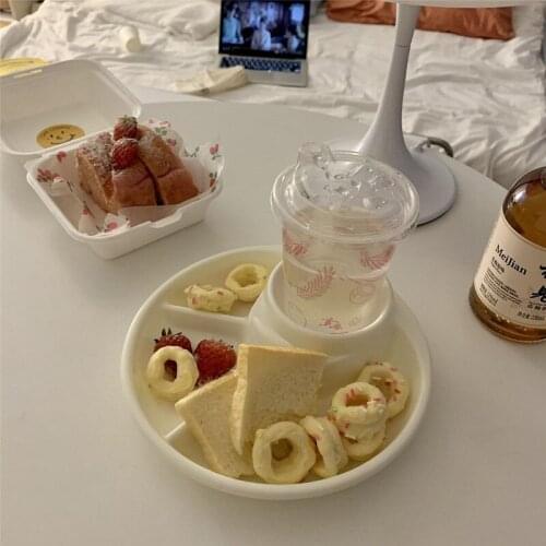 Nordic Small Round Plastic Snack Plates Cake Lunch Sushi Fruit Platter Plate For Party Kitchen Candy Serving Dishes