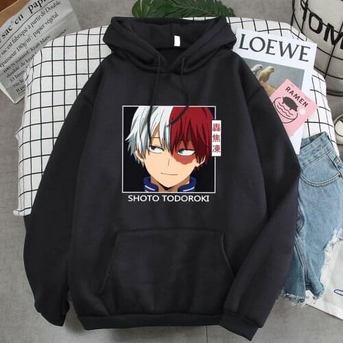 Hoodies Shoto Todoroki Anime Printing Mens Punk Pullovers Korean Hip Hop Man Harajuku Hoodie Fleece Famous Brand Male Hoody