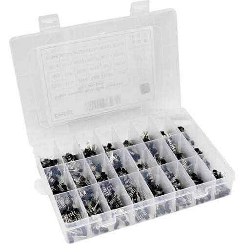 24Values TO-92 Transistor Assortment Kit BC327 BC337 BC547 BC548 2N2222 3906 3904 5401 C945 A1015 S8050 PNP/NPN Transistors Set