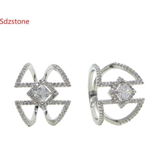 Newest Design X Shape Ring Female Fashion Micro Paved CZ Crystal Rings Infinity Sign Women Silver COLOR Rings For Party