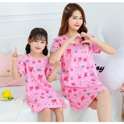 New Summer Girls Nightdress Clothes Summer Cartoon Nightgown Children Clothing Short Sleeved Pajamas Dress Kids Homewear