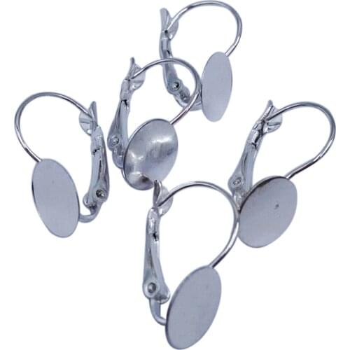 Wholesale Lot 1000picece Rhodium Plated 19*12mm French Leverback Earring Hooks 10mm Flat Pad Blacks FEH03