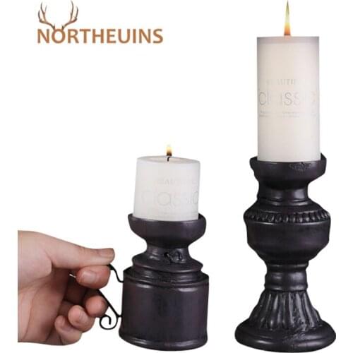NORTHEUINS Resin Retro Kerosene Lamp Candlestick Creative Wedding Decoration Accessories Candle Holder Candlelight Dinner Gift