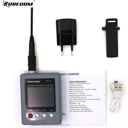 SURECOM SF-103 Frequency Counter 2MHz-200MHz/27MHz -2800MHz CTCSS/DCS SF103 Portable Meter Testable For DMR & Analog 2-Way Radio