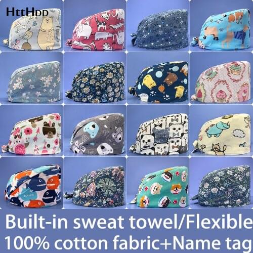 Hospital Doctor Work Cleaning Service Cap High Quality Soft Wholesale Flower Shop Pet Shop Waiter Print Scrub Work Sanitary Hats