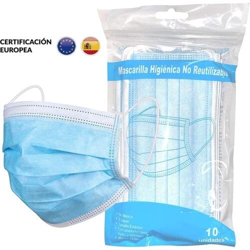 Blue chirurgical masks in 10 PACK in 10PCS disposable most protection for adults daily use work approved in 50PCS box