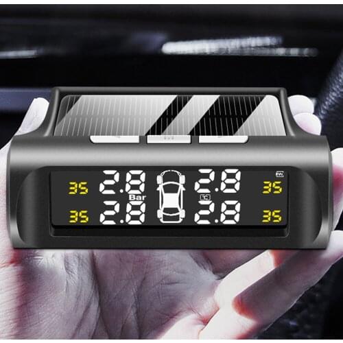 Auto Tire Pressure Monitor Systems Car Solar Tpms Security Alarm Air Leak Warning Temperature Pressure Monitoring
