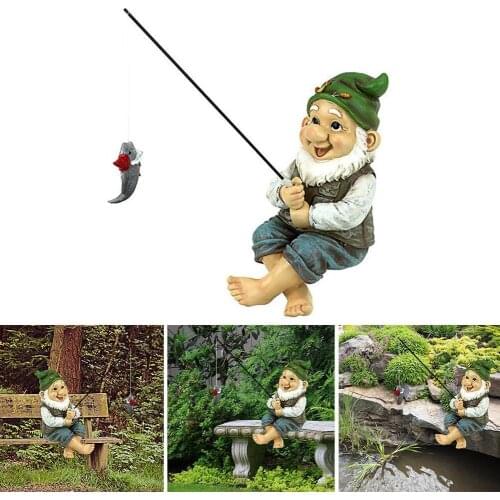 Old Fishing Man Gnome Garden Statues Outdoor Gardening Decoartion Home Resin Garden Ornaments Jardin Dwarf Sculptures Figur E2Z2