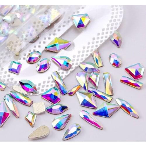 Flat bottom shaped rhinestones 100 mixed diy nail drill accessories glass nail flat bottom rhinestones wholesale