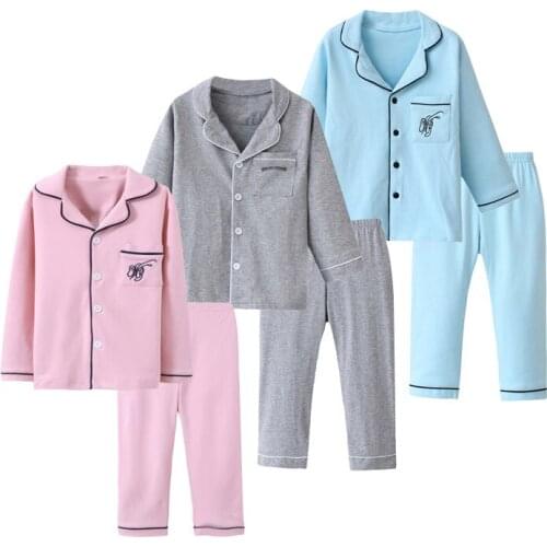 Spring Autumn Baby Boys Sleepwear Pajamas Sets Pure Color Top+Pants 2pcs Cotton Teenage Children Pyjamas Kids Clothes Pijamas