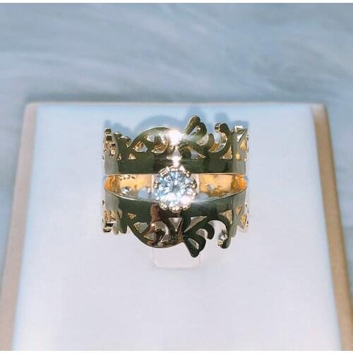 Vintage Crown Gold Zircon Ring Luxury Simple Feminine Fashion Romantic Birthday Gift