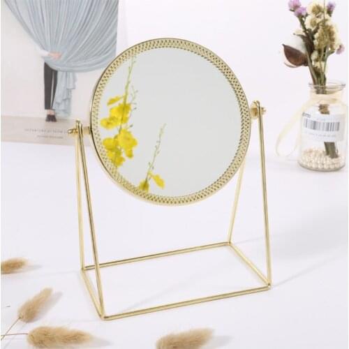 360° Rotation Metal Makeup Mirror Single Sided Vintage Vanity Mirror Golden