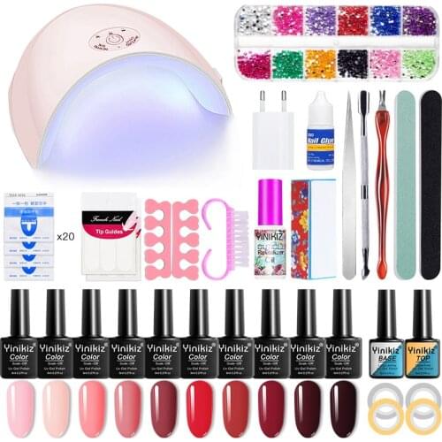 Yinikiz 52Pc Series Colors Nail Art Varnish Set DIY Nail Polish Gel Nail Manicure File Sanding Uv Led Lamp Dryer Kit