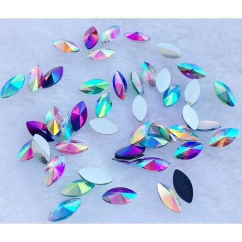 YUSDTSHA 500pcs Crystal AB Flatback Rhinestones Stick On Crystals Stones Horse Eye Acrylic Strass For DIY Clothes Crafts B98*5