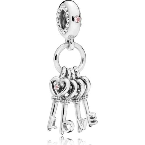 1Pcs New Love key Pendant DIY Beads Suitable for Original Pandora Charm Bracelet Ladies Jewelry Making Gifts