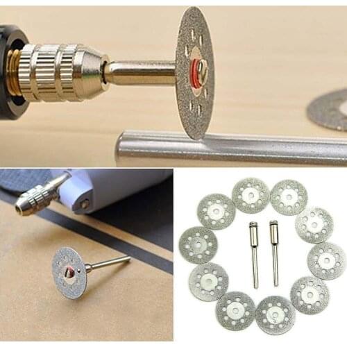 10 Pcs 22mm Rotary Circular Saw Blade Cuting Wheel Discs Mandrel Pottery Cut-off + 2x Mandrel Tool Home Accessories