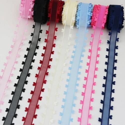 10 yards/roll) Valentines Day Wedding with Loving Lace Ribbon Gift Packing Peach Heart Snow Yarn Colored Ribbon lace