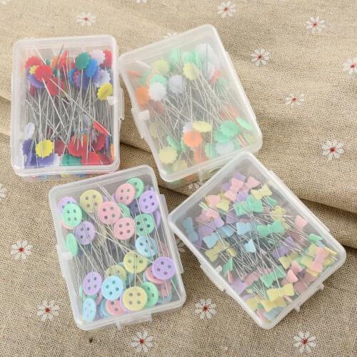 100pcs Patchwork Pins Flower Button Head Pins DIY Quilting Tool Pins Mixed Colors Sewing Pins Flower Head Pins Sewing Tool
