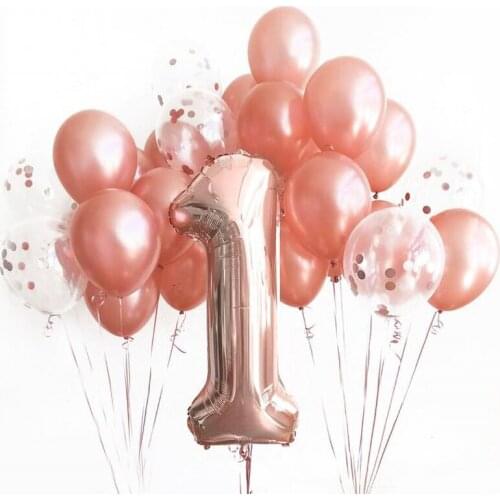 12pcs Rose Gold 40inch Number Balloon Kids Boy Girl Baby Shower Party Balloons Kids 1 2 3 4 5 6 7 8 9 Years Birthday Party Decor